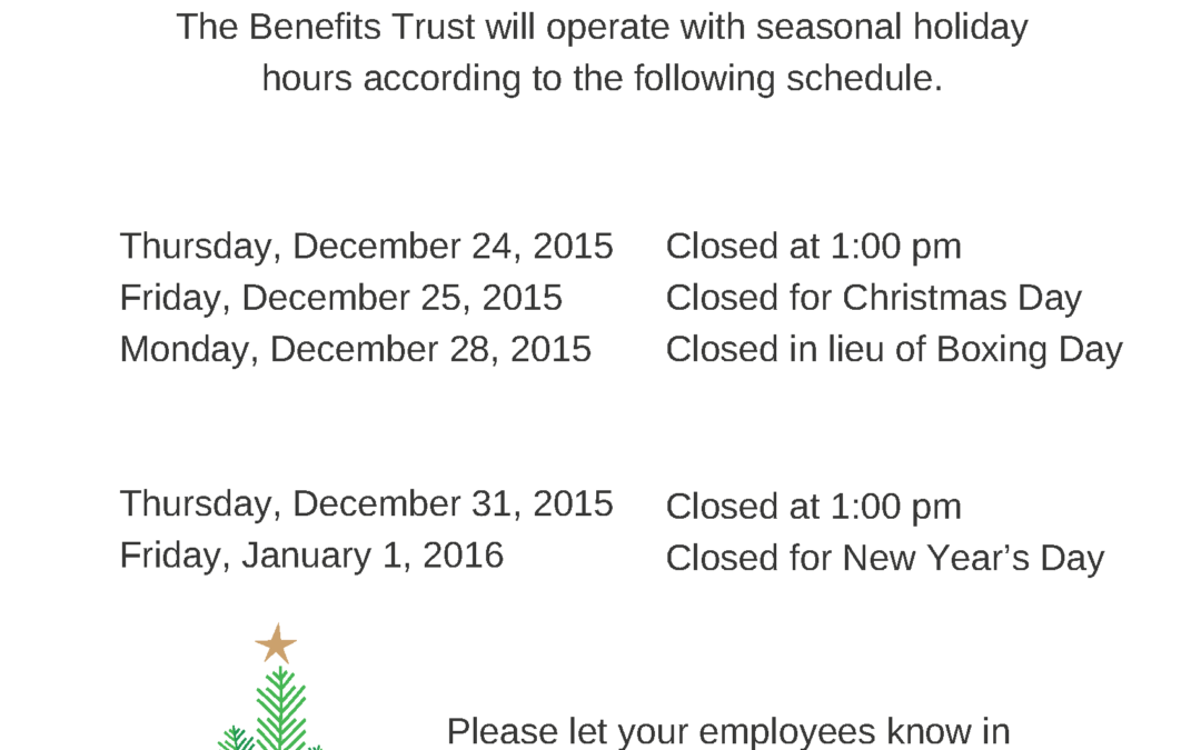Season’s Greetings! See Our Holiday Hours