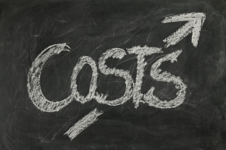 The word cost written on a chalkboard